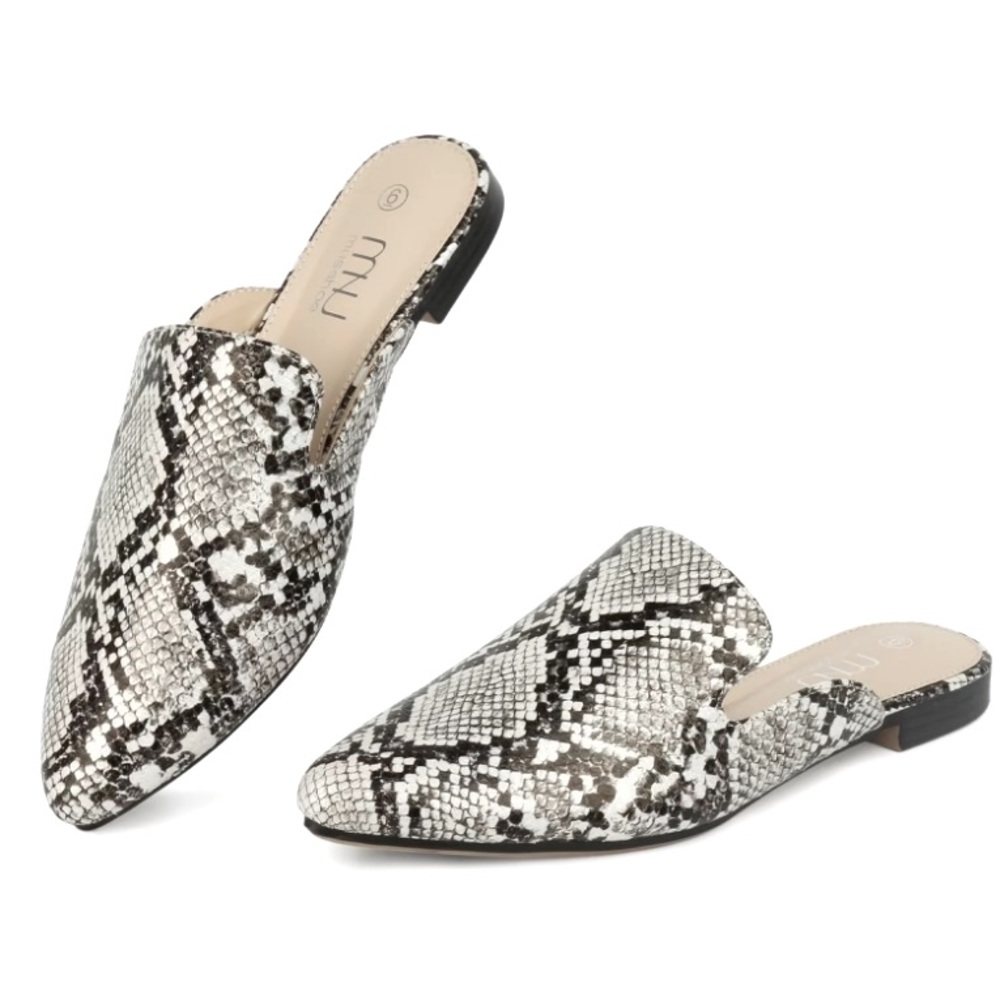 MUSSHOE Mules for Women Flats Comfortable Pointed Toe Women Mules